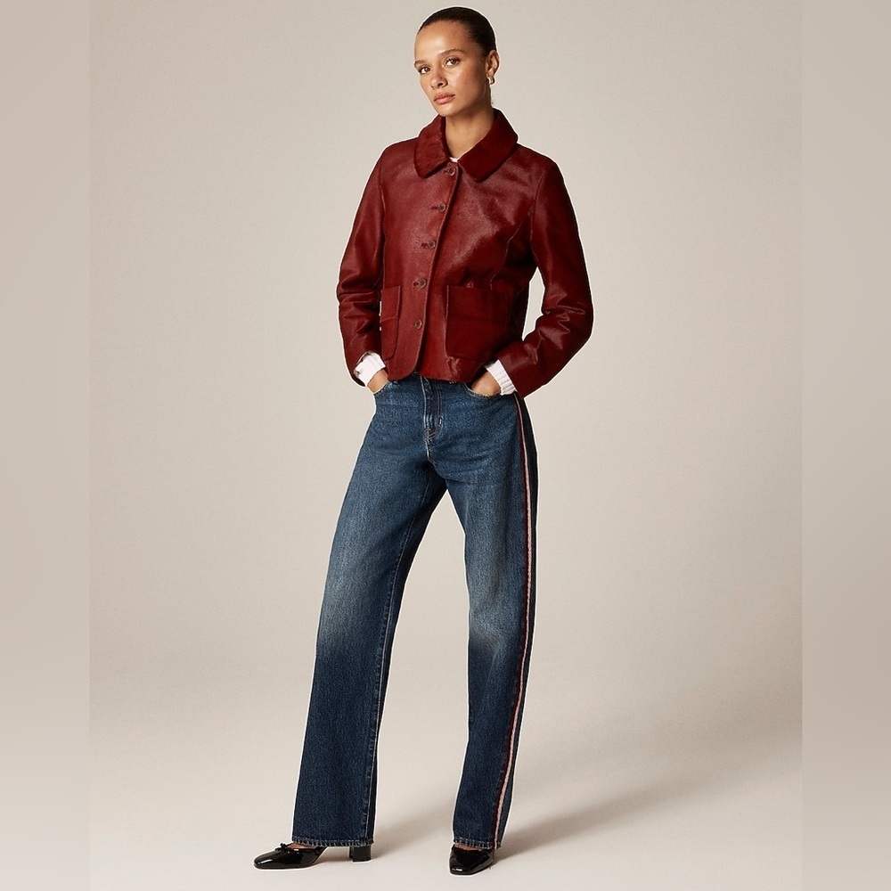J crew Mid-rise relaxed straight jean with velvet stripe